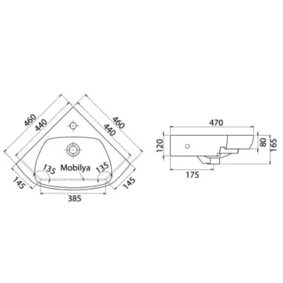 LAVABO ARDA 46X46 1900 UGAONI