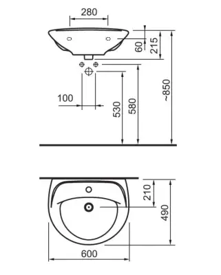 LAVABO NAD.615X360X155 7030