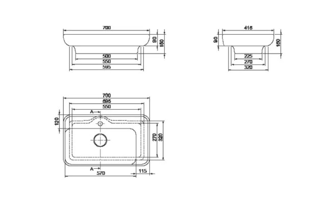 LAVABO LAL 70X42cm 72300-U