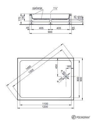 POLY TUŠ KADA ALFA 90X120 KPL