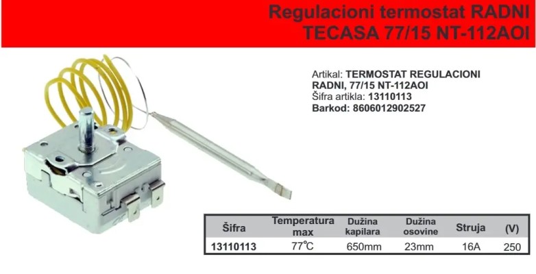 TERMOSTAT RADNI 77/15NT-112AOI