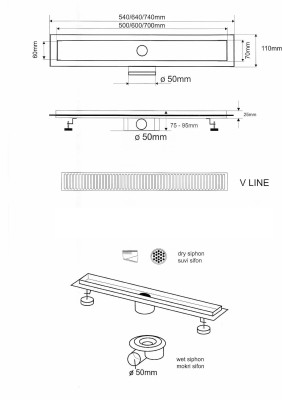 TUŠ KANALICA AQUA IN.V-LINE 50