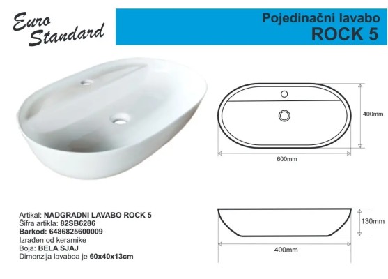 LAVABO ROCK 5 E-6286 BELI SJAJ
